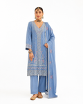 Blue Floral Embroidered