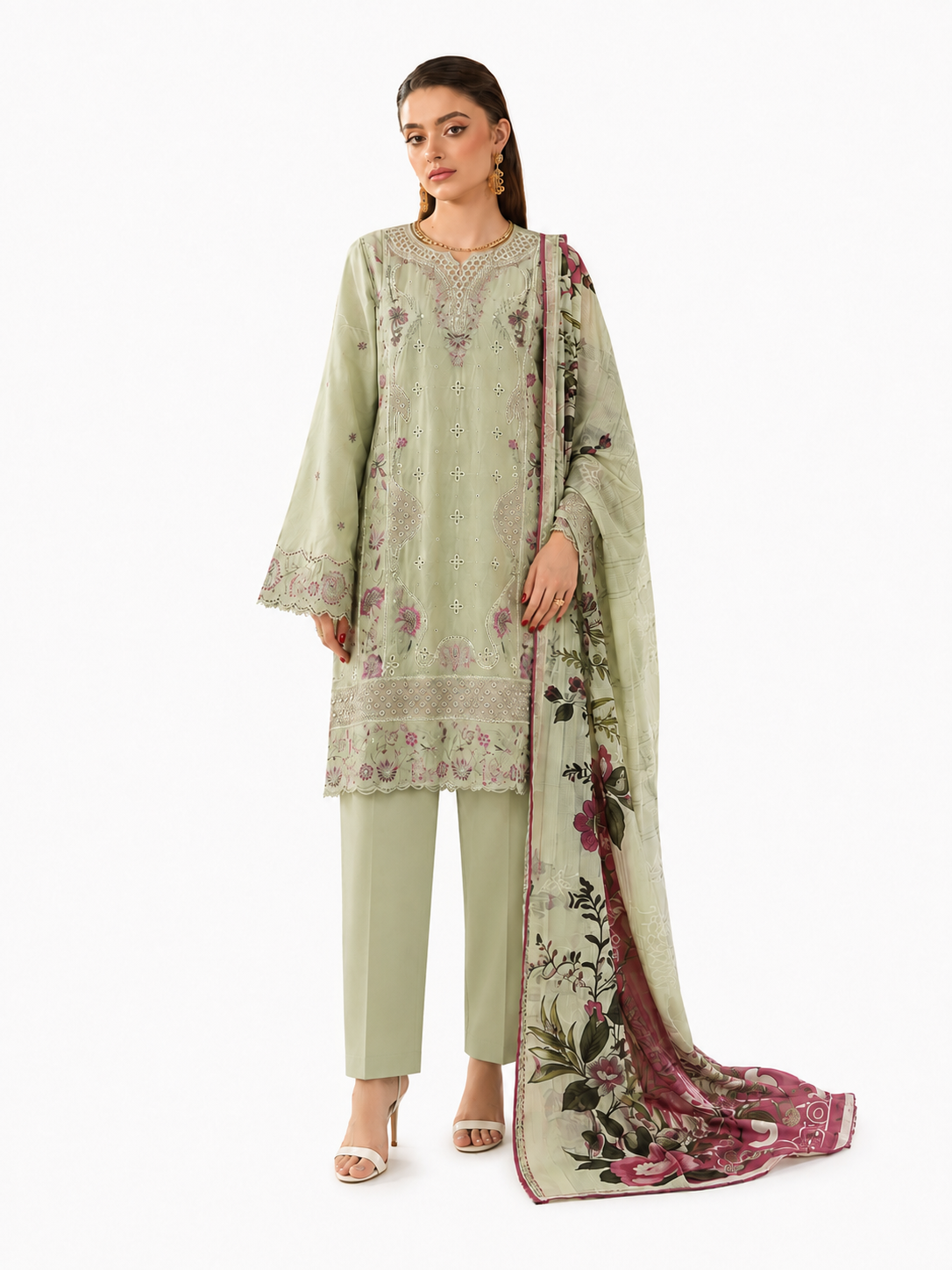 Sage Green Embroidered