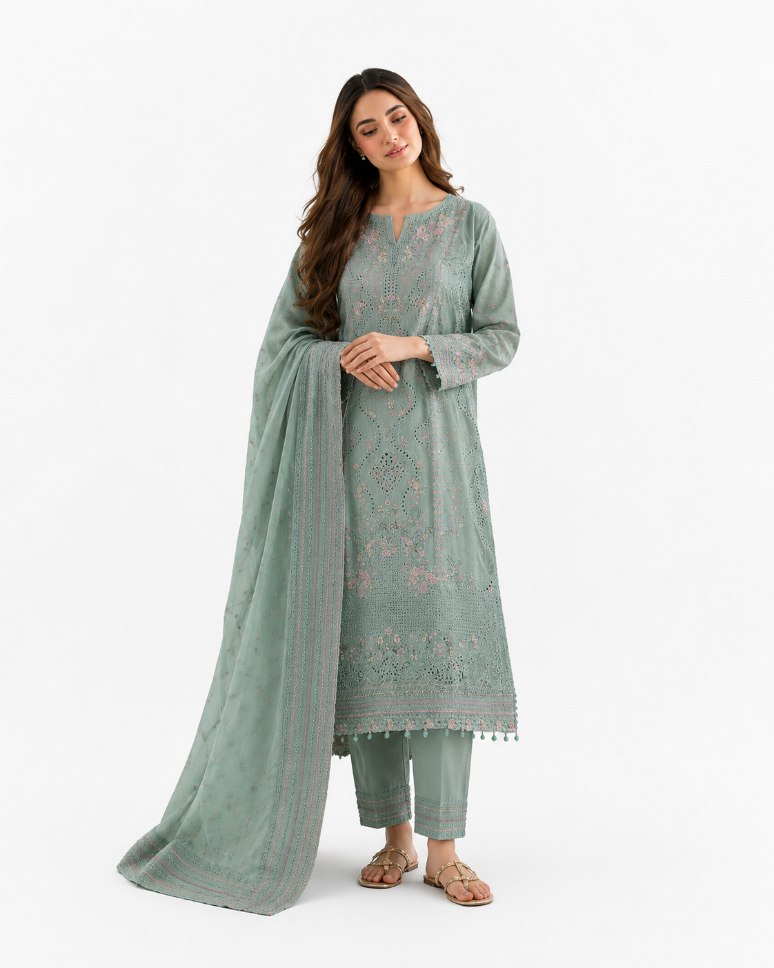 Sage Green Embroidered