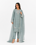 Dusty Blue Embroidered