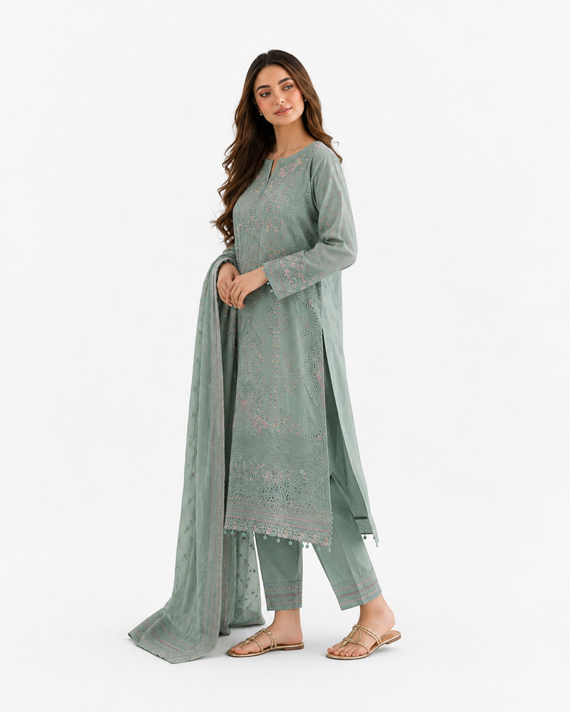 Sage Green Embroidered
