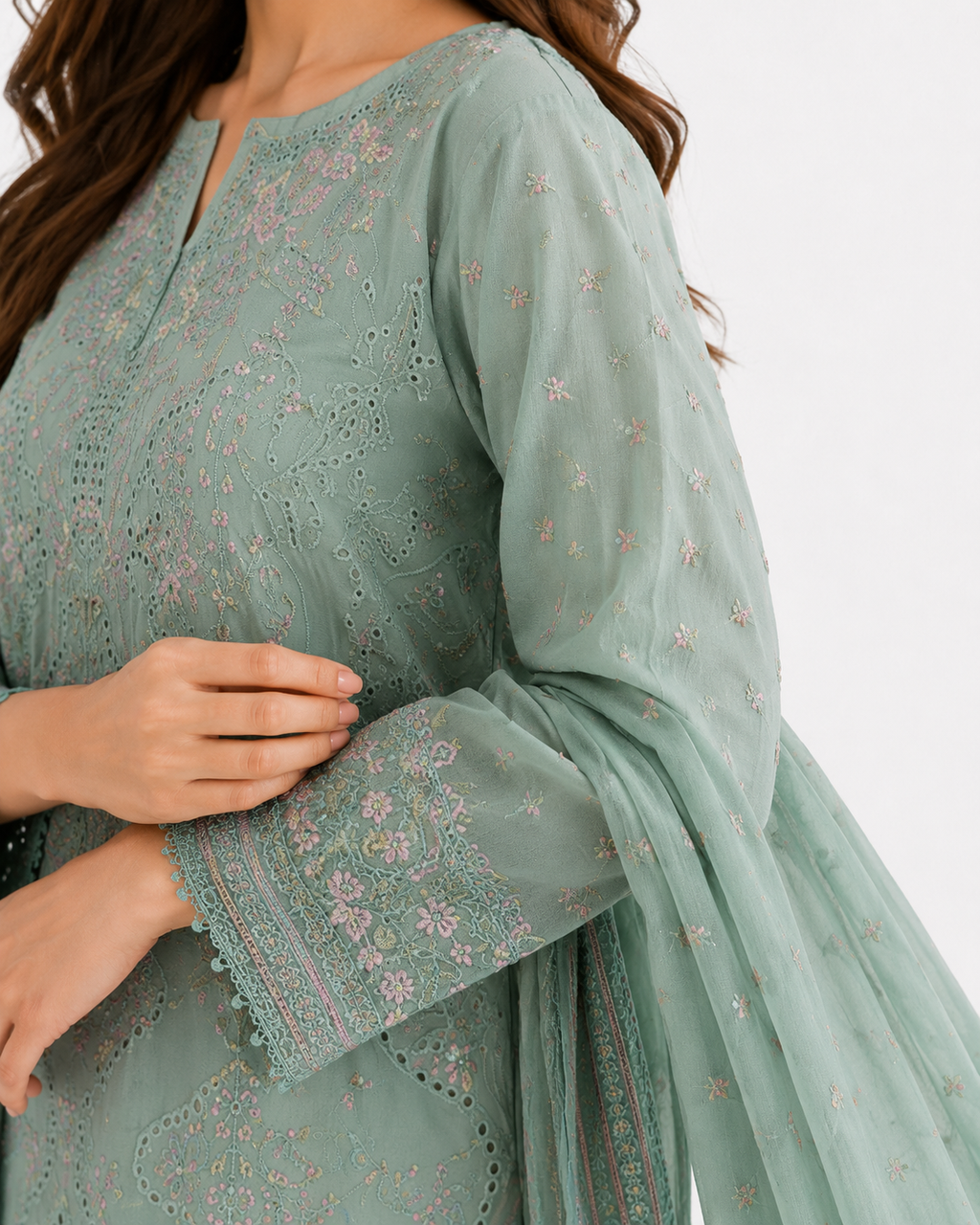 Sage Green Embroidered