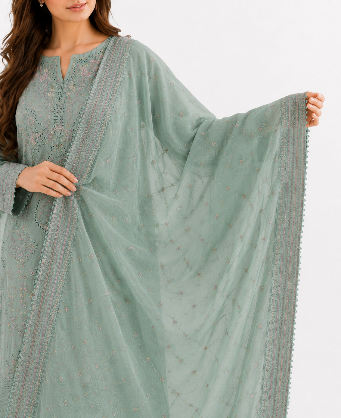 Sage Green Embroidered