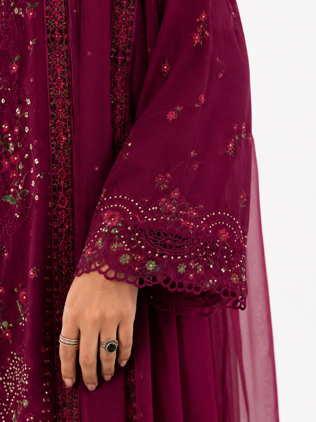 Burgundy Embroidered
