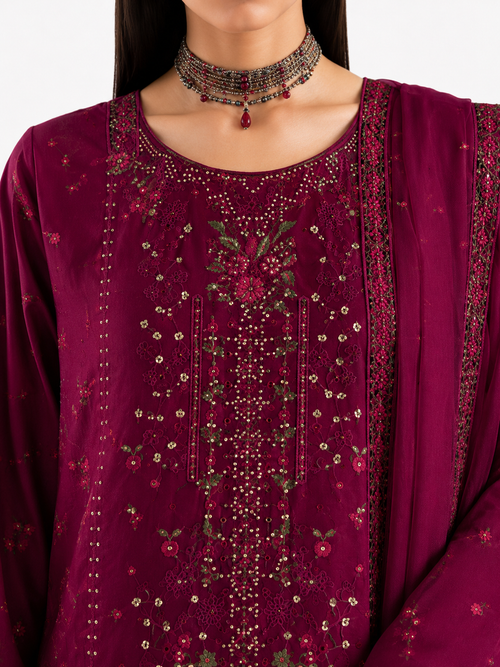 Burgundy Embroidered