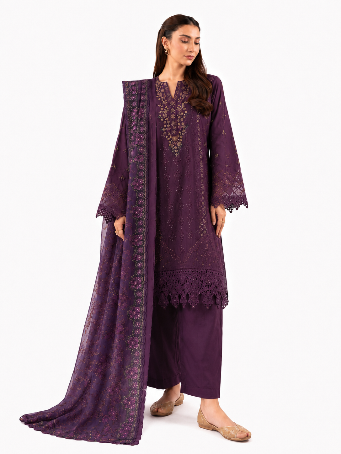 Deep Plum Embroidered