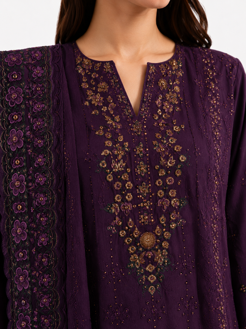 Deep Plum Embroidered