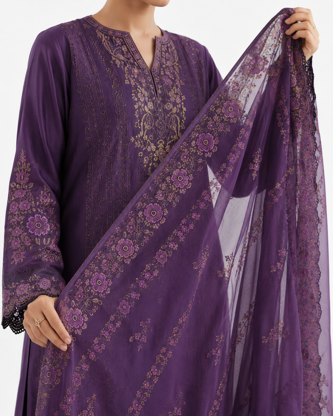 Royal Purple Embroidered