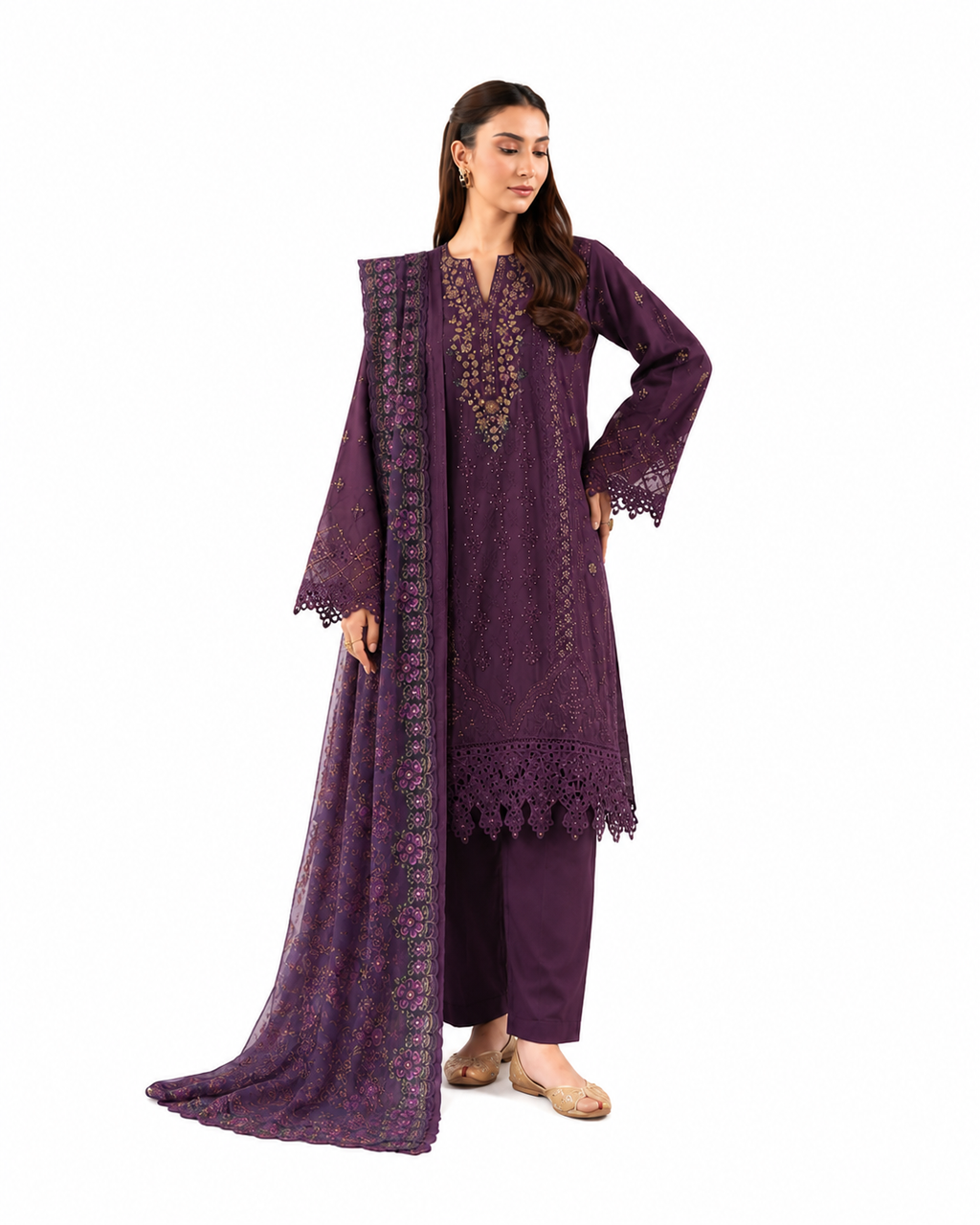 Deep Plum Embroidered