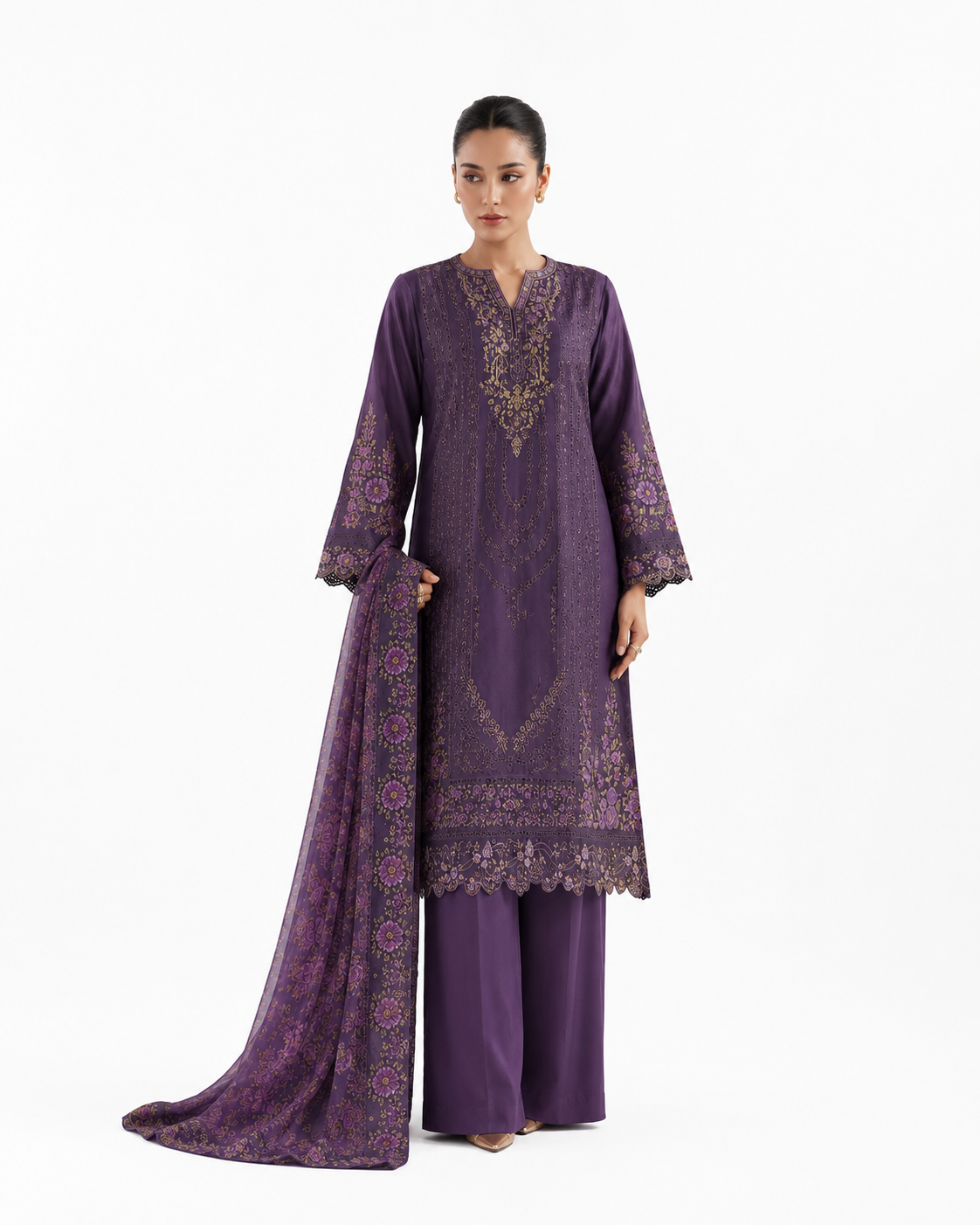 Royal Purple Embroidered